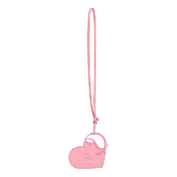 Christian Louboutin Leather Heart Calipso Pink Bag Charm - Picture 1 of 3
